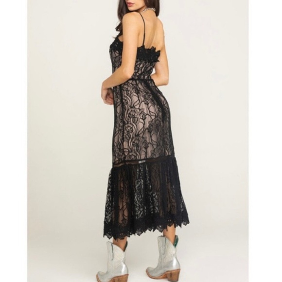 BB Dakota Novelty Black Lace Midi Dress - Picture 2 of 15